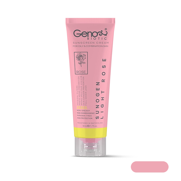 geno-sunogen-2-oily-1 ضد آفتاب مخصوص پوستهای چرب و مختلط ژنوبایوتیک SPF۵۰ رنگ رز روشن حجم ۵۰ میلی لیتر - تصویر 1